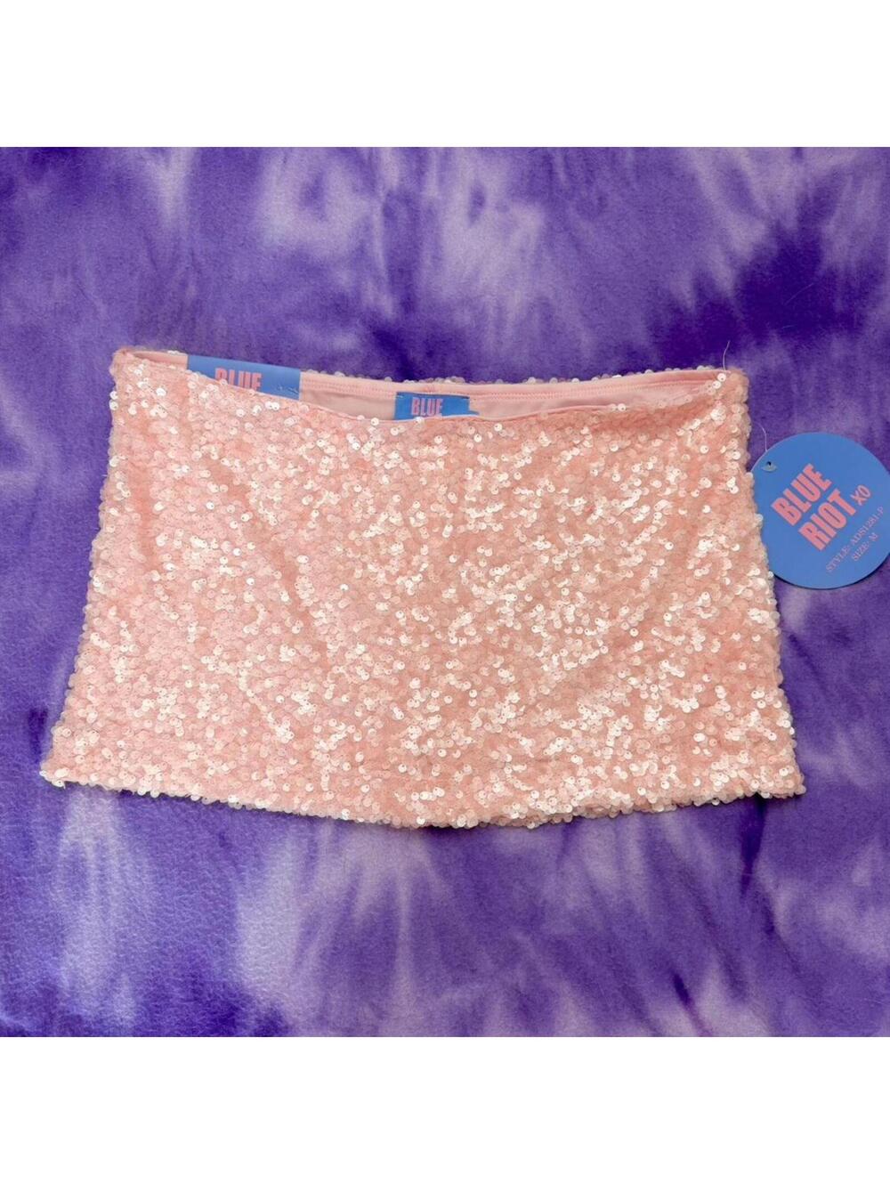 Bnwt Blue riot baby pink sequin micro mini skort hotpants